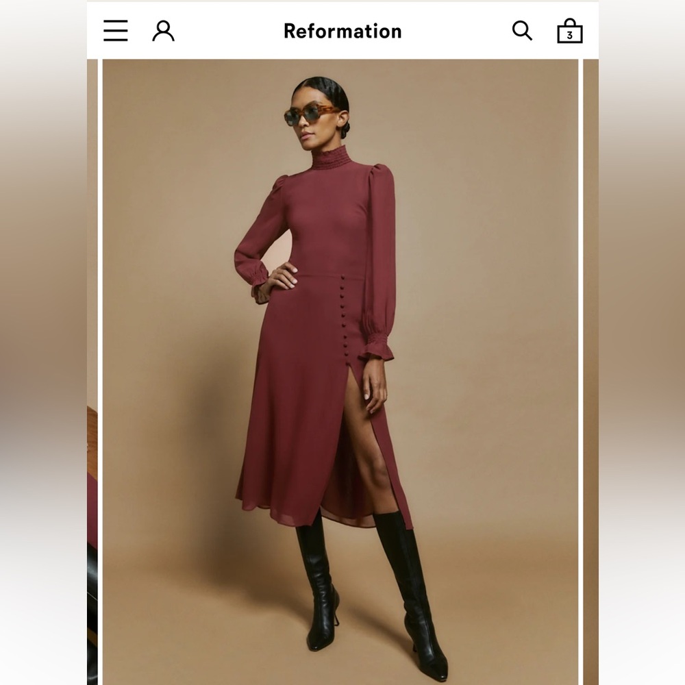 Reformation Stevi Dress in Plum size 2 - Picture 7 of 9